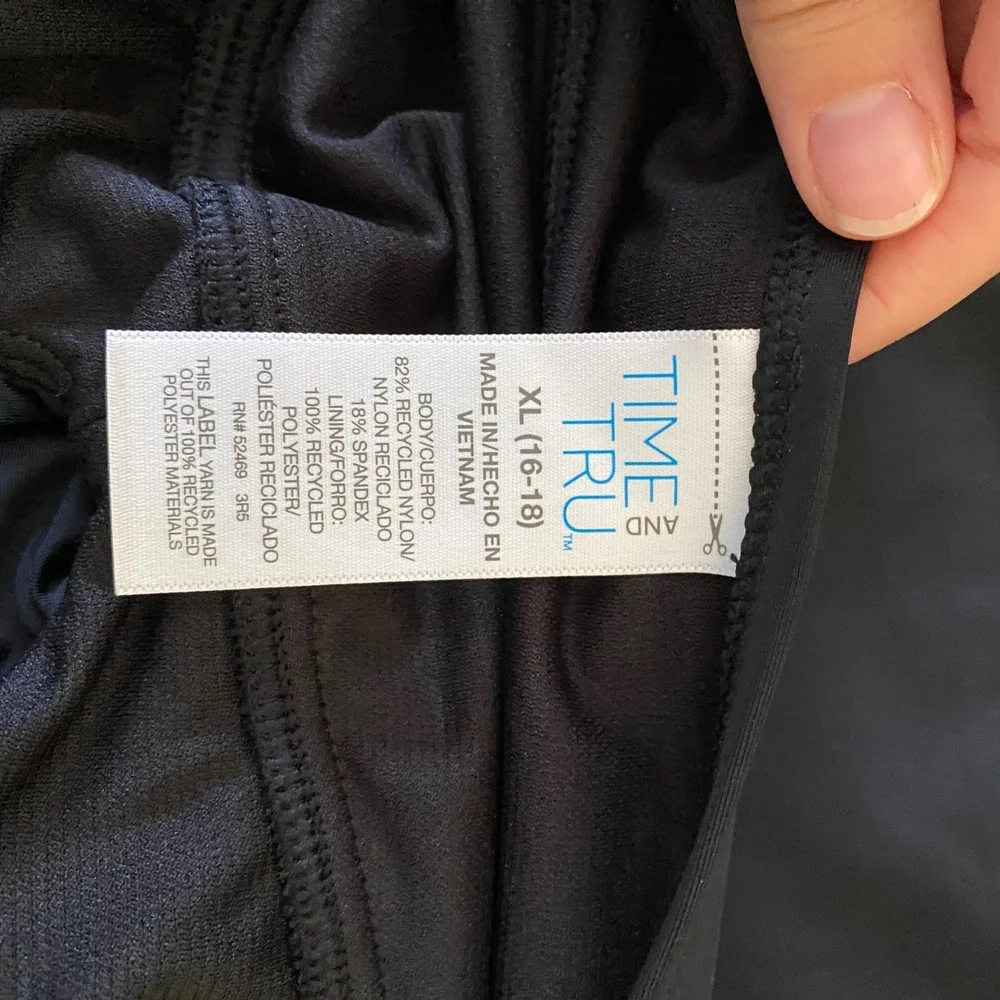 NWT Time and Tru Women Black Twist Front One Piece Swimsuit Size XL 16-18